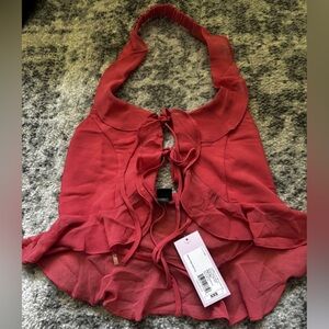 NWT Wild Fable Tie Front Halter Top Chiffon Mauve Pink Size: XXS